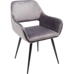 Kare Dizains San Francisco Ēdamistabas krēsls Atpūtas krēsls Elegants krēsls ar roku balstiem Velvet Grey (H x W x D) 82 x 58,5 x 61 cm