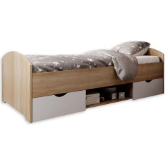 ‎Stella Trading Nemo Modern Single Bed with 2 x Drawers 90 x 200 cm - Practical Teenager's Room Cabin Bed in Sonoma Oak Look - 96 x 66 x 204 cm (W x H x D)