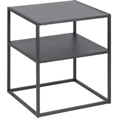 Ac Design Furniture Nino Bedside Table with Shelf Width 45 cm Height 50.5 cm Depth 40 cm Black Metal