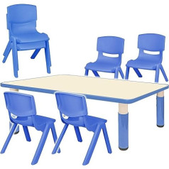 Alles-Meine.de Gmbh Children's Furniture Set - Table + 6 Children's Chairs - Choice of Sizes and Colours - Blue - Height Adjustable - 1 to 8 Years - Plastic - for Indoor and Outdoor Use - Children's