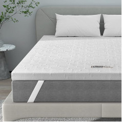 Bedstory Augšējais matracis 160 x 200 cm - 5 cm augstums, ciets H3 H4 H4 ortopēdiskais 7 zonu matrača pārvalks no aukstajām putām, elpojošs matrača pārvalks ar noņemamu pārvalku neērtām gultām/dīvāniem, spiediena mazināšanai.