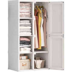 Holiday Portable Closet Wardrobe with Hanging Rod Bedroom Armoire Cube Storage Organizer with Door (69×136cm)