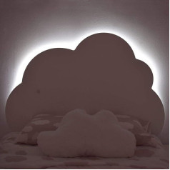 Bainba Children's Headboard Cloud with Light Wood Material for Mattresses 90, para colchones de 90