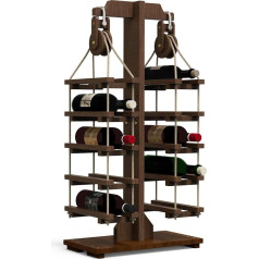 G Taleco Gear Koka vīna statīvs, 10 vīna pudeles, unikāla dizaina vīna statīvs, savietojams kaudzē, retro brūns pudeļu statīvs, vīna statīvs, piemērots virtuvei, bāram, restorānam