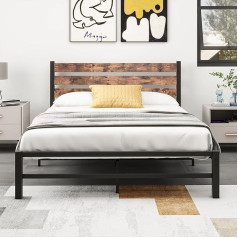 ‎Homerecommend HOMERECOMMEND Gultas rāmis Gulta 120 x 200 cm Metāla gulta ar headboard un footboard Heavy Duty Metāla platformas gultas rāmis Ciets un stabils metāla līstes atbalsts