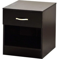 Vida Designs Naktinis staliukas juodas, 1 stalčius su metalinėmis rankenomis ir bėgeliais Unikali stalčiaus atrama, apsauganti nuo lenkimo, miegamojo baldai Riano Apytiksliai 47 x 40 x 36 cm (V x Š x G)