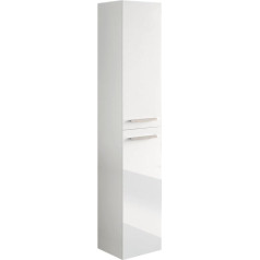 Dmora - Alexandria Bathroom Column, Column Cabinet for Bathroom with 2 Doors, Wall Cabinet with 2 Shelves, cm 30 x 25h150, Glossy White