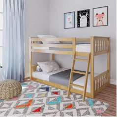 ‎Max & Lily Max & Lily Kids Space Saving Low Bunk Bed Jaunzēlandes priedes koks + redeļu pamatne 200x90cm gultas rāmis abos līmeņos zēniem un meitenēm Dabīga krāsa