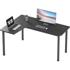 Eureka Ergonomic Gaming Table L60, Corner Desk, Gaming Office Desk, L-shaped PC Table / Gaming, Large Computer Corner Table, Gamer Table, 155 x 110 cm, Black