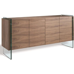 Ac Angel Cerdá ANGEL CERDÁ Wooden Sideboard with Four Doors, Delay System, Tempered Glass Side Panels, Modern Style