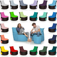 Homeideal - 2 krāsu Gamer Lounge Bean Bag pieaugušajiem un bērniem - Spēļu spēlēšanai vai atpūtai - Ūdensnecaurlaidīgs lietošanai iekštelpās un ārpus telpām, jo ir ūdensizturīgs - Melna/gaiši zila krāsa, izmērs: Pieaugušajiem