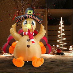 Hoosunny Inflatable Turkey with LED Light 6ft Family Party Decoration Inflatable Turkey for Home Outdoor Yard Decorations