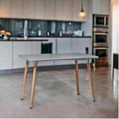 Urbnliving 110 cm taisnstūris Scandi stila moderns virtuves koka ēdamgalds Dzīvojamās istabas mēbeles Biroja galds (pelēks)