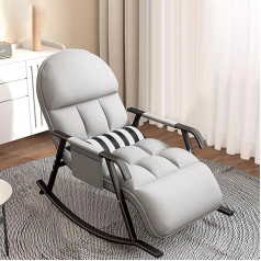 Cozykimo Rocking Chair, Living Room, Nursing Chair, Rocking Chair with Adjustable Foot Part and Backrest, Rocking Chair with Reclining Function, Rocking Chairs Rocking Lounger Living Room and Bedroom (Grey)