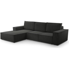 Homespace24 Kampinė sofa su miego funkcija, Lovos dėžė, Išskleidžiamoji sofa, L formos sofa, Sofa su miego funkcija, Modernus stilius, Sofos ir sofos, Next (Antracitas (poso 34), Kairė kampinė sofa)