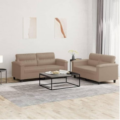 Lapooh 3202366 2 dalių sofos komplektas su pagalvėlėmis Kapučino rudos spalvos dirbtinė oda, poilsio sofa, sofos ir kušetės, poilsio sofa, sofa svetainei, sofa su miego funkcija