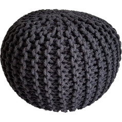 Kreatives Wohnen KRW005535-000000-0000AT 45 cm sēdeklis Pouf Chunky Knit Look Trikotāžas grīdas spilvens 30 cm augstumā Melns antracīts Trikotāžas taburete īpaši plašs