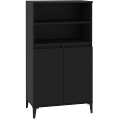 Vidaxl Highboard Bufetes skapis Kumode Bufetes sānu skapis Daudzfunkcionāls skapis Augsts skapis Augsts skapis Melns 60 x 36 x 110 cm Koka materiāls