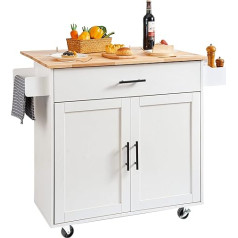 Vevor Kitchen Trolley 1190 x 695 x 905 mm, 90.7 kg Load Capacity Kitchen Island Kitchen Cabinet, Trolley Kitchen Trolley with Towel Holder & 1 Drawer, Microwave Cabinet, Kitchen Trolley Solid Wood