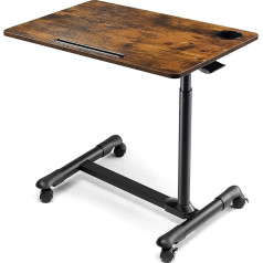 Ethu Overbed Table with Wheels, Upgrade Adjustable Hospital Bed Table, Rolling Tray Table, Overbed Bedside Rolling Laptop Table for Home & Medical