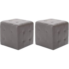 Vidaxl 2 x Pouf Footstool Seat Pouf Footstool Seat Cube Footstool Ottoman Grey 30 x 30 x 30 cm Faux Leather