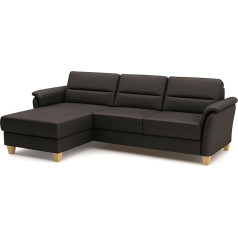 Cavadore Palera Ādas stūra dīvāns ar pagarināto krēslu / Lauku mājas dīvāns ar atsperu kodolu, gultas funkciju + gultas kaste / 244 x 89 x 163 cm / Āda tumši brūna