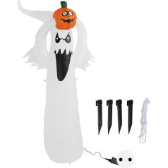 ciciglow Helovino pripučiama, 5,9 pėdų moliūgo galva, baltas vaiduoklis, pripučiamos dekoracijos, lauko vidaus atostogų dekoracijos, pripučiamas vaiduoklis su LED šviesa kiemui, sodui