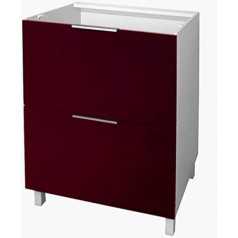 Berlioz Créations Berlioz Creations CT6BD Kitchen Cabinet with 2 Drawers in Burgundy High Gloss 60 x 52 x 83 cm 100 Percent Made in France