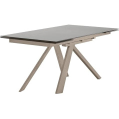 Meubletmoi Taisnstūra formas izvelkamais pusdienu galds Cassandra 160/240 cm stikls Taupe