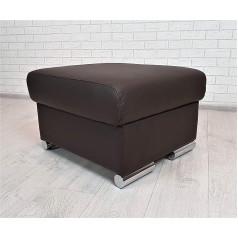 Quattro Meble Tumši brūns īstas ādas taburete ar uzglabāšanas vietu taburete Govju ādas sēdeklis Cube 60 x 55 cm kāju paliktnis Mīkstās taburetes Īsta āda Puff Leather MDR Dark Brown