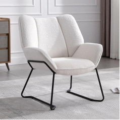 Wahson Office Chairs Wahson krēsls Dzīvojamā istaba Vienvietīgs dīvāns atpūtas krēsls Modern Recliner krēsls ar metāla kājām Teddy audums dzīvojamai istabai Guļamistaba balta