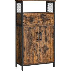 Vasagle Vannas istabas skapītis Bufete Regulējams plaukts Atvērts nodalījums 60 x 30 x 108 cm Rūpnieciskais dizains Vintage Brown/Black LSC261B01