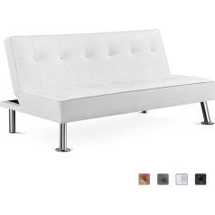 Yaheetech Couch Sofa Bed Folding Bed Guest Bed Backrest Tiltable 105°/140°/180°, 166.5 x 94 x 40 cm, 350 kg Load Capacity, White