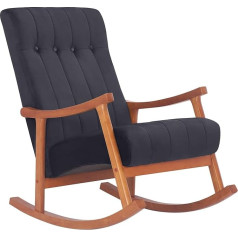 CLP Saltillo šūpuļkrēsls ar samta pārvalku I atpūtas šūpuļkrēsls ar koka rāmi I atpūtas krēsls un lasīšanas krēsls I viesistabai un guļamistabai Krāsa: valrieksts / melna