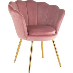 Baroni Home Upholstered Armchair with Shell Backrest in Velvet with Gold Legs, Armchair for Living Room and Bedroom, 69 x 71 x 84 cm