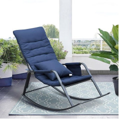 Atr Art To Real Art to Real šūpuļkrēsls ar kāju paliktni, relaksējošs atpūtas krēsls, šūpuļkrēsls, viesistaba, moderns ar ērtu spilvenu, izturīgs metāla rāmis, atpūtas krēsls, ideāli piemērots viesistabai, guļamistabai (tumši zils)