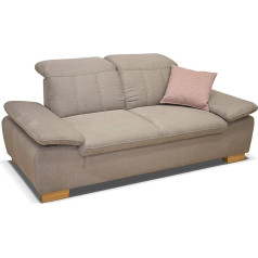 Domo. Collection Domo Collection Milan Sofa / 2-Seater Sofa with Back Function / Couch with Armrest Function and Spring Core / Dimensions 195 x 110 / 77 cm (W x D x H) / Colour: Mud (Brown/Beige)