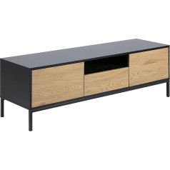 Ac Design Furniture Jörn TV galdiņš ar 2 durvīm un 1 atvilktni, augstums 45 x platums 140 x 40 cm, savvaļas ozola izskats, melns, koks/metāls, iepakojums 1 gab.