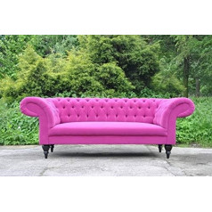 Jvmoebel Chesterfield 3-Seater Design Couch Upholstery Seat Sofas Textile Sofa 3-Seater Pink