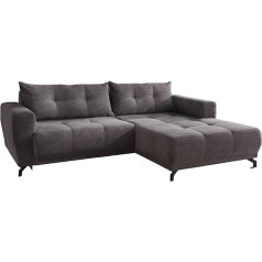 Home4You Corner Sofa - Grey - Black - Cord - Metal Feet - Electric Seat Depth Adjustment