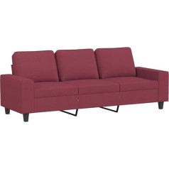 Vidaxl Sofa 3-Sitzer, Loungesofa Couch mit Armlehnen Rückenkissen, Wohnzimmersofa Designsofa mit Metallgestell, Sitzmöbel Dreisitzer, Weinrot Stoff