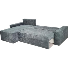 Generic Sofa Living Landscape Sofa Bed XXL Cord Couch Foldable with Storage Space Grey