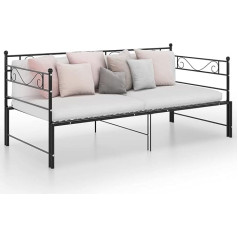 Mogou Pull-Out Sofa Bed Frame, Living Room Couch, Living Room Furniture, Youth Sofa, Lounger Living Room, Sofas & Couches, Youth Children's Room, Black Metal 90 x 200 cm