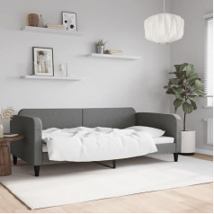 Rantry Tagesbett Couchbett Einzelbett Bettsofa Schlafsofa Loungesofa Sofa Couch Polstersofa Sitzersofa Gästebett für Wohnzimmer Gästezimmer Dunkelgrau 100x200 cm Stoff