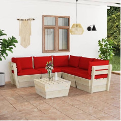 Camerina 6-TLG. Garten-Sofagarnitur aus Paletten mit Kissen Fichtenholz Wohnzimmer Couch Ecksofa Klein