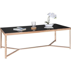 Finebuy Möbel Zum Wohlfühlen FineBuy Design Coffee Table Cross Copper Black Glass 120 x 60 x 40 cm | Living Room Table with Glass Top Sofa Table Mirrored | Modern Glass Table Lounge Table Rectangular | Side Table Metal Legs