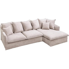 Riess Ambiente Heaven Large Corner Sofa 255 cm Champagne Beige Bouclé Spring Core Cover Sofa