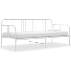 Rantry Schlafsofa Bettgestell Metallbett Tagesbett Gästebett Sofabett Sofa Einzelbett Bett Bettsofa Bettrahmen Sofa Couch für Wohnzimmer Weiß Metall 90x200 cm