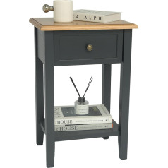 Maxsmeo Modern Bedside Table, Side Tables Living Room, Small Black Bedside Table with Drawer and Shelf, Black and Brown