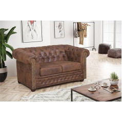 Kuechen-Preisbombe Küchen-Preisbombe Elegant Chesterfield Sofa 2 Seater in Microfibre Vintage Brown Couch Upholstered Sofa